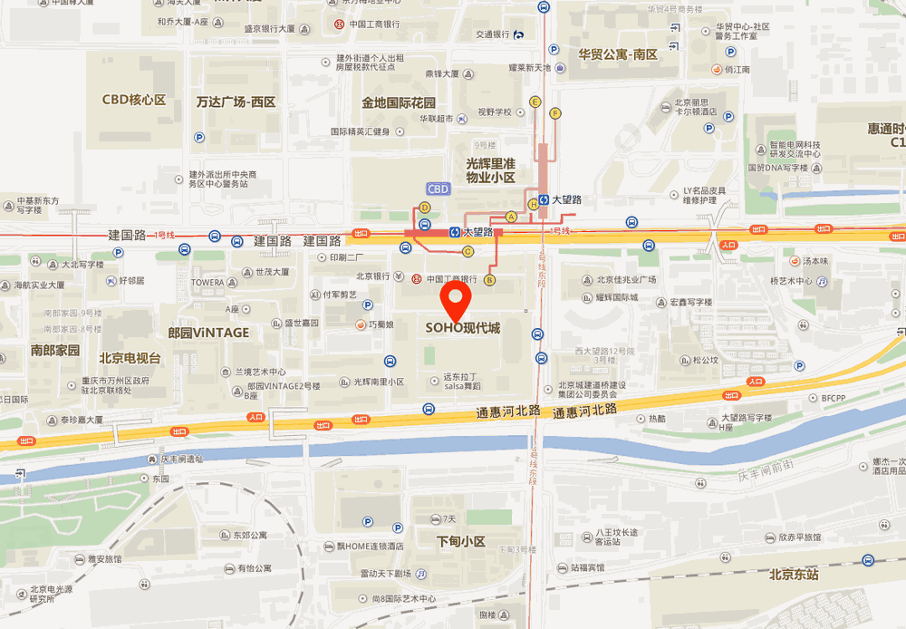 SOHO现代城位置地图